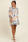 White Leaf Print Front Tie 3/4 Sleeve Maternity Dress