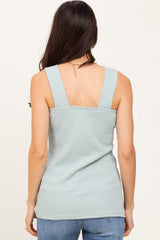 Sage Square Neck Smocked Sleeveless Top