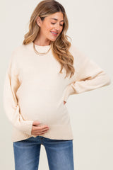 Cream Drop Shoulder Oversized Maternity Sweater