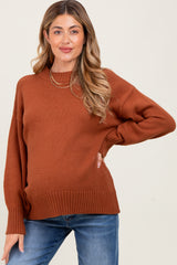 Rust Drop Shoulder Oversized Maternity Sweater