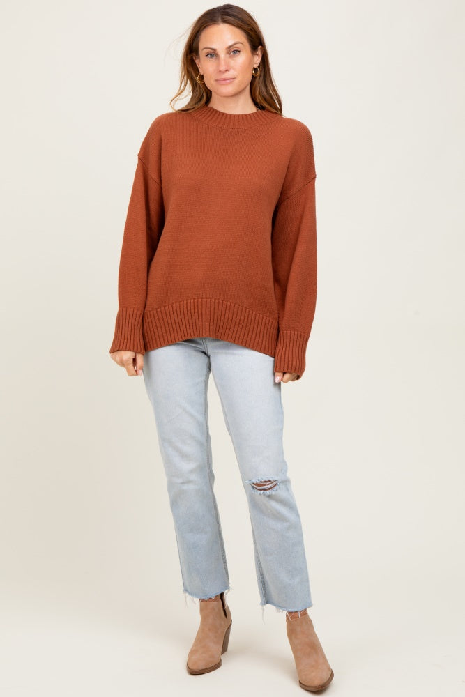 Rust Drop Shoulder Oversized Sweater
