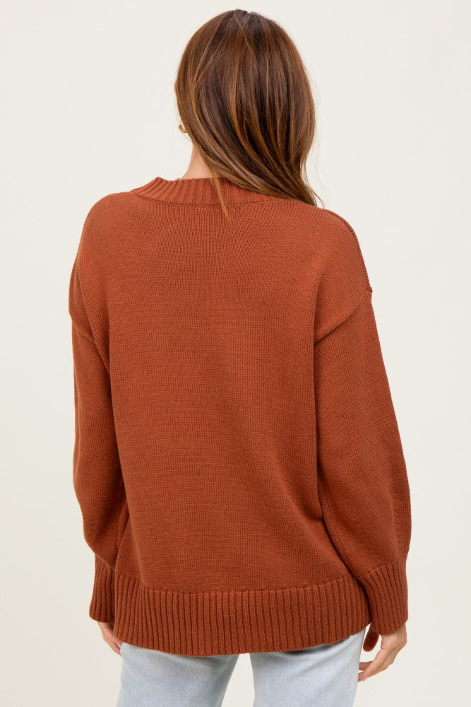 Rust Drop Shoulder Oversized Sweater