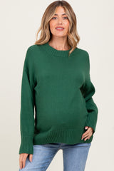 Green Drop Shoulder Oversized Maternity Sweater