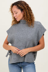 Heather Grey Turtleneck Sweater Vest