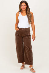 Mocha Corduroy Wide Leg Maternity Pants