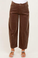 Mocha Corduroy Wide Leg Maternity Pants