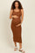 Mocha Smocked Sleeveless Ruffle Hem Maternity Fitted Dress