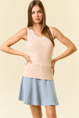 Peach Knit Scalloped Detail Maternity Tank Top