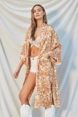 Rust Damask 3/4 Sleeve Cover Up