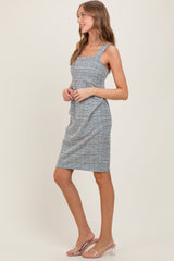 Blue Sleeveless Knit Dress