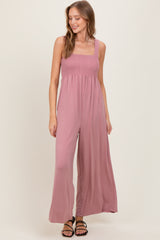 Mauve Sleeveless Wide Leg Maternity Jumpsuit