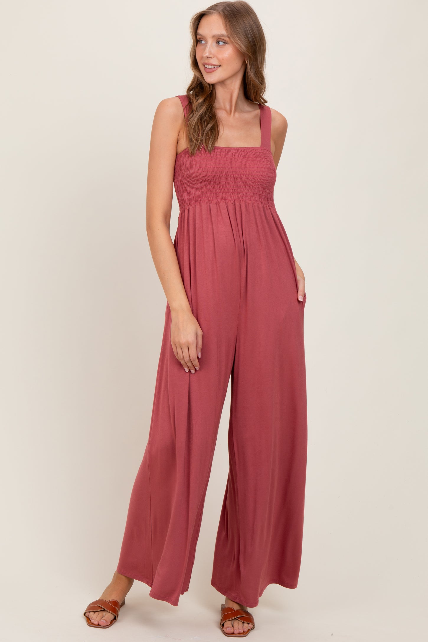Pink Sleeveless Wide Leg Jumpsuit