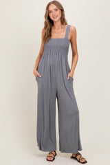 Grey Sleeveless Wide Leg Jumpsuit