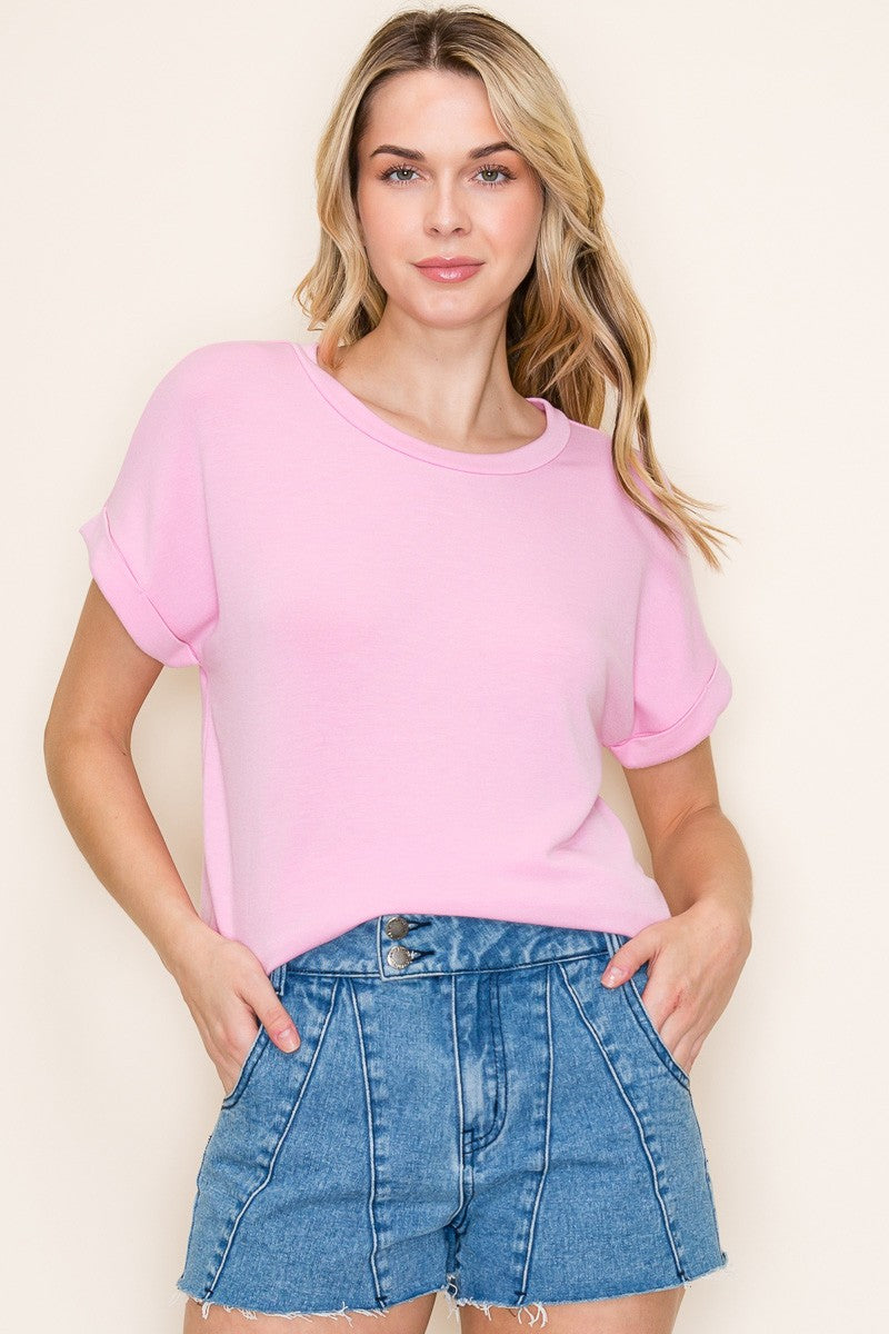 Light Pink French Terry Maternity Top