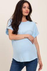 Light Blue French Terry Maternity Top