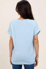 Light Blue French Terry Maternity Top