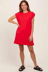 Red Studded Shoulder Mini Dress