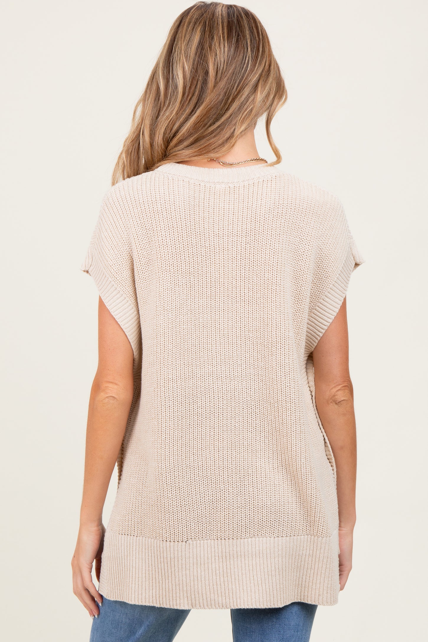 Cream Oversized Side Button Maternity Sweater Vest