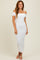 Ivory Rib Knit Off Shoulder Fitted Midi Dress