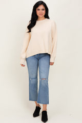 Cream Drop Shoulder Relaxed Fit Sweater