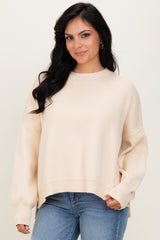Cream Drop Shoulder Relaxed Fit Maternity Sweater