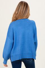 Blue Drop Shoulder Relaxed Fit Maternity Sweater