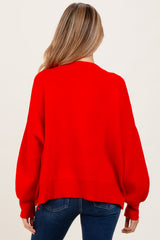 Red Drop Shoulder Relaxed Fit Maternity Sweater