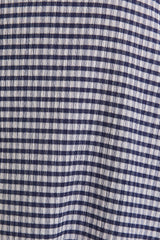 Navy Gingham Square Neck Bow Strap Dress