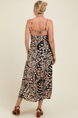 Black Printed Open Back Maternity Maxi Dress