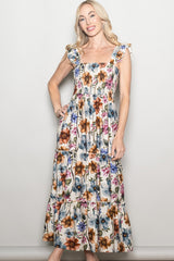 Multicolor Floral Smocked Tiered Maxi Dress