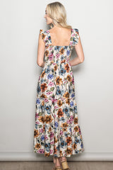 Multicolor Floral Smocked Tiered Maxi Dress