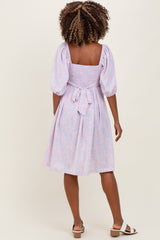 Lavender Floral Front Tie Maternity Dress