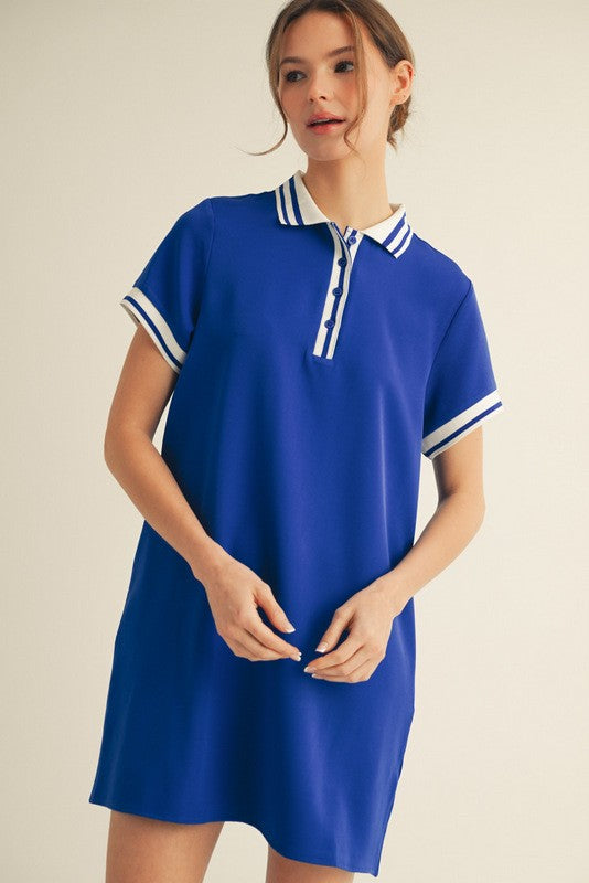 Royal Blue Sporty Maternity Polo Dress