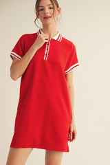 Red Sporty Polo Dress