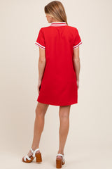 Red Sporty Maternity Polo Dress