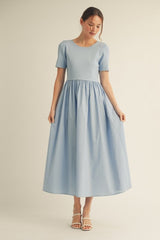 Light Blue Solid Maxi Dress