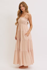 CreamLace Tiered Sleeveless Maxi Dress