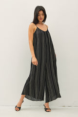 Black Printed Sleeveless Wide Leg Jumpsuit