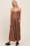 Brown Printed Sleeveless Wide Leg Maternity Jumpsuit