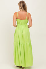 Lime Gathered Front Tie Maxi Dress