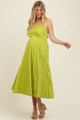 Lime Back Bow Tie Detail Sleeveless Maternity Midi Dress