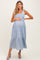 Blue Floral Gingham Shoulder Tie Maternity Midi Dress
