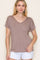 Light Taupe V-Neck Front Pocket Short Sleeve T-Shirt