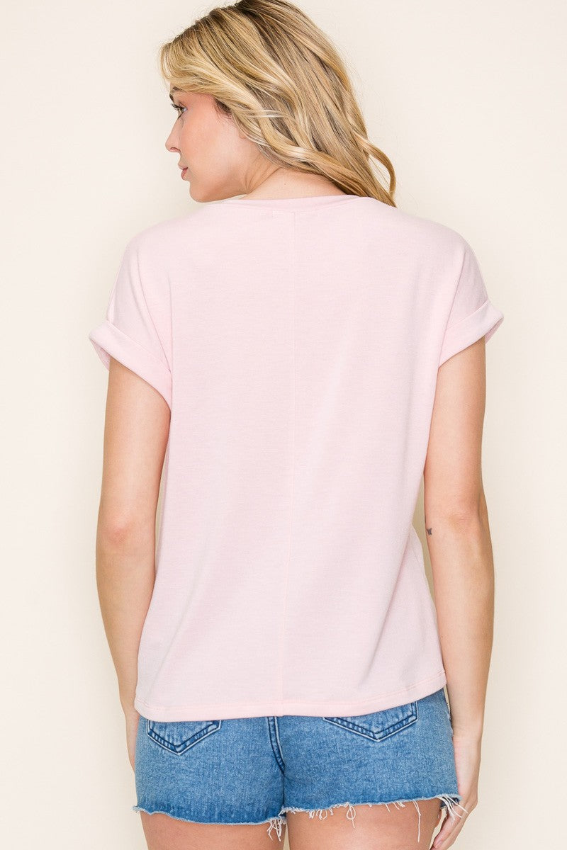 Light Pink Terry Short Sleeve Top