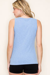 Blue Ribbed Basic Tank Top