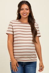 Mocha Multi-Striped Maternity T-Shirt