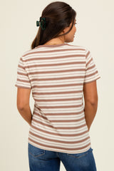 Mocha Multi-Striped Maternity T-Shirt