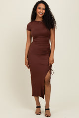 Brown Side Slit Maxi Dress