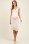 Pink Floral Ditsy Cap Sleeve Side Slit Maternity Midi Dress