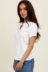 Ivory Snap Button Maternity Short Sleeve Top